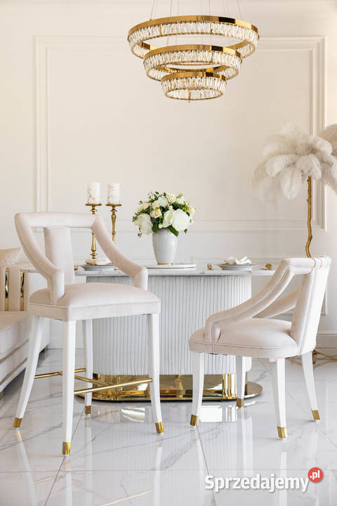 Nowoczesny hoker beżowy tapicerowany do jadalni sprzedam