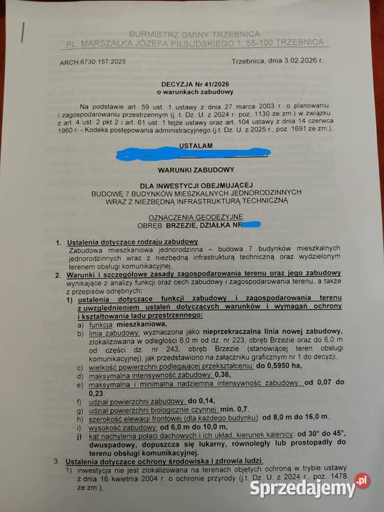 Działka inwestora Brzezie Trzebnica asfalt