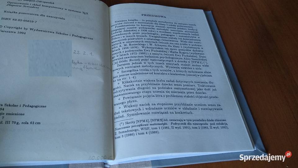 Matematyka 1 książka nauczyciela Zbigniew Rok wydania 1994 Gdańsk