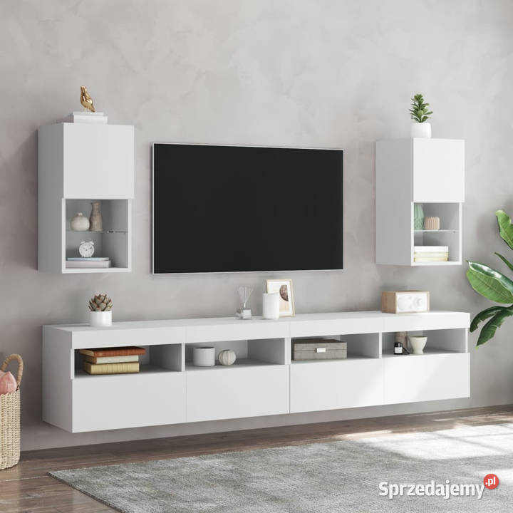 Szafki pod telewizor z LED 2 białe 305x30x60 Warszawa