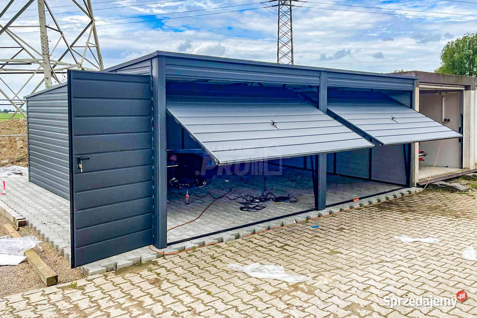 Garaż Blaszany 6x6m 2x Brama Uchylna Drzwi dach Gdańsk