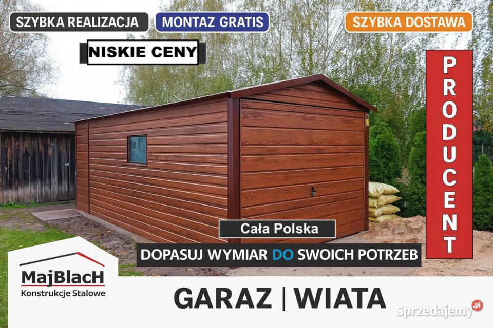 Garaż Blaszany Drewnopodobny 3x5 BLASZAK Garaże 15m2 Dąbrowa Tarnowska