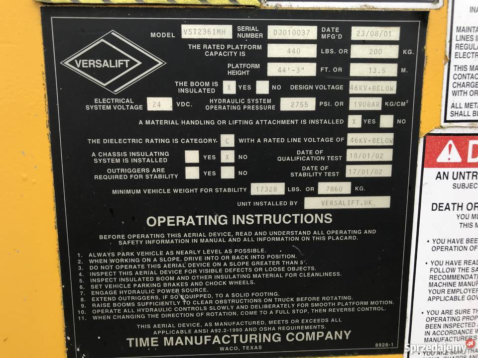 Unimog Versalift Podnośnik koszowy zwyżka Dźwigi, podnośniki Tarnów