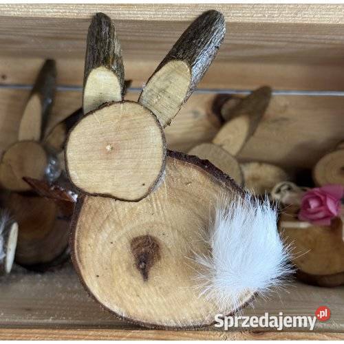 Magnetyczny Zajączek z Drewna Naturalna Ozdoba Rękodzieło