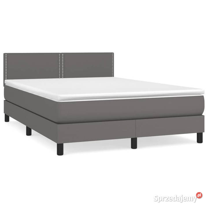 Łóżko kontynentalne z materacem szare ekoskóra 88cm