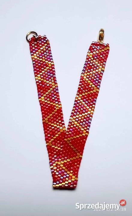 BRANSOLETKA KORALIKOWA CZERWONA W ZYGZAK Warszawa