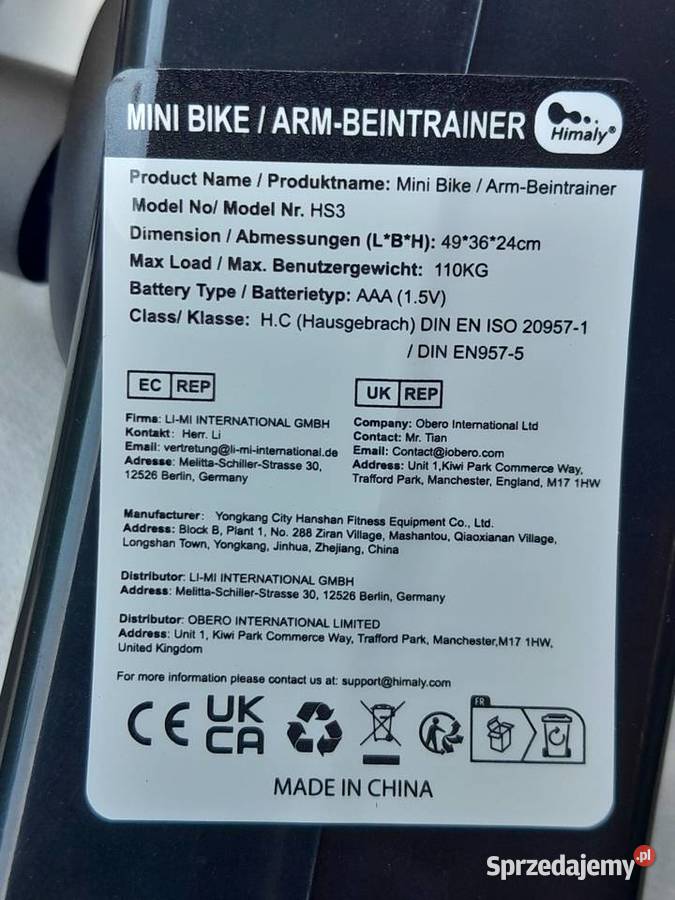 Mini rower treningowy Himaly nowy outlet Dąbrowa Górnicza
