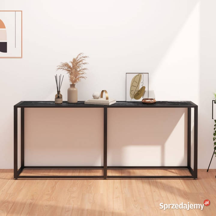 Konsola czarny marmur 180x35x755 szkło hartowane Warszawa
