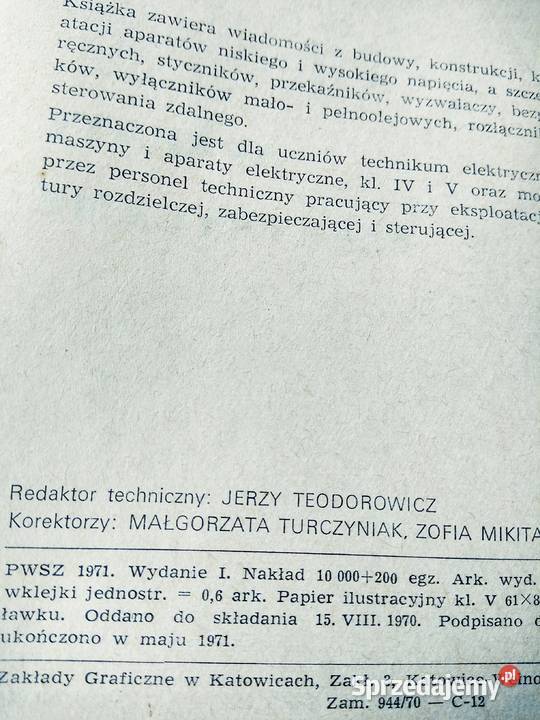 Aparaty elektryczne Kacejko podręczniki tradycyjny podręcznik mazowieckie Warszawa