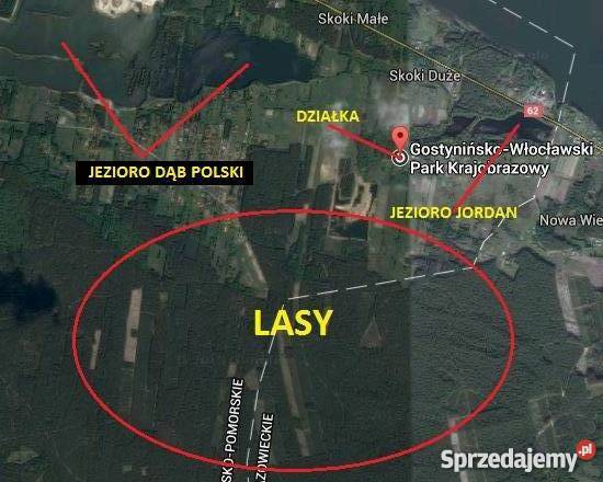 Działka budowlana w pobliżu jeziora Skoki Małe