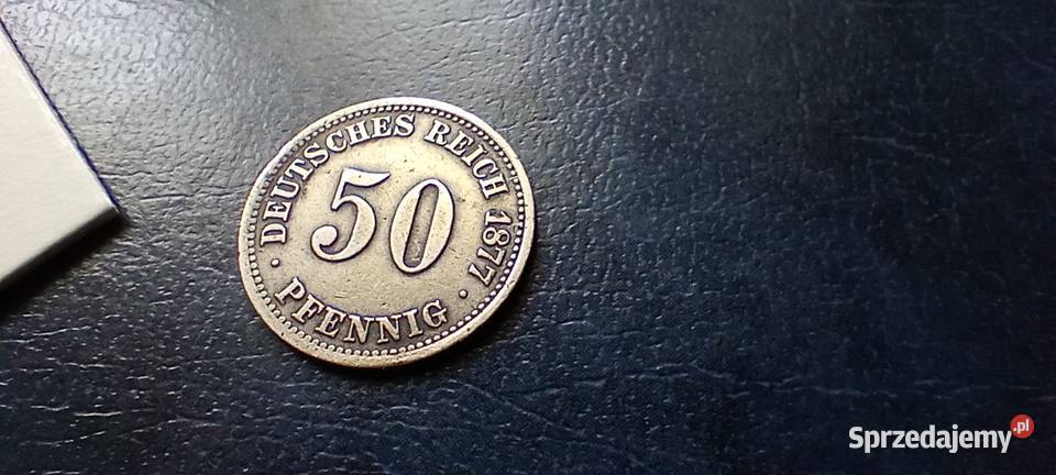 Stare monety 50 fenig 1877 A Niemcy srebro Lesko