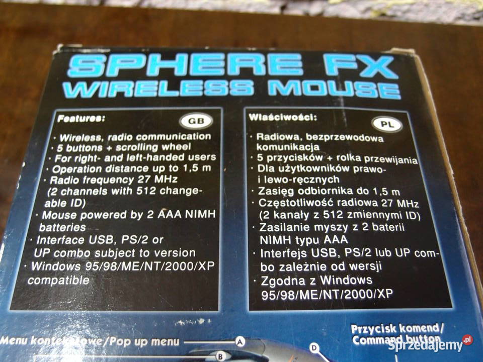 Mysz kulkowa interfejs 2 bezprzewodowa MediaTech sprzedam