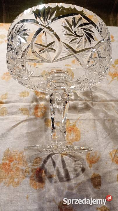 PIĘKNA PATERA KRYSZTAŁOWA NA NODZE Porcelana i szkło Zielona Góra
