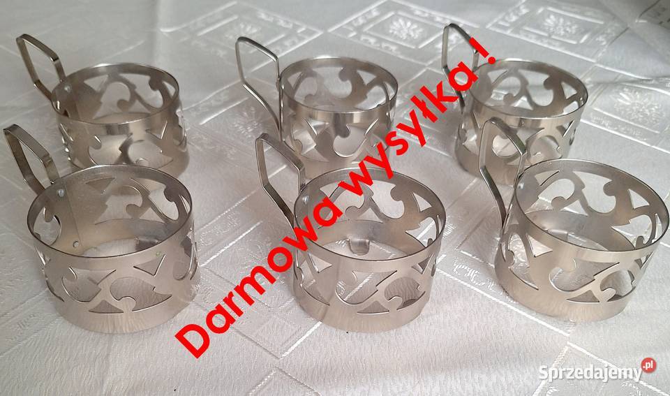 Komplet 6 metalowych koszyczków na szklanki styl