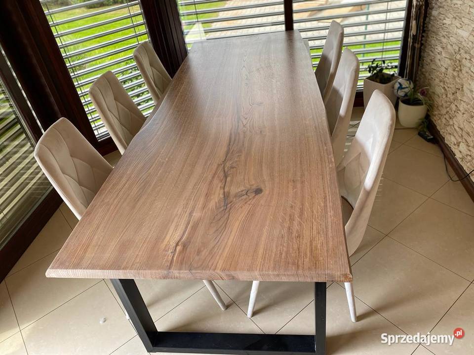 Stół drewniany monolit dębowy nogi metalowe 87cm Bukówiec Górny