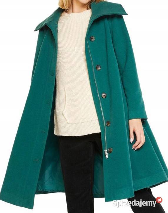 Płaszcz jesienny damski rozkloszowany ze stójką Pobiedziska