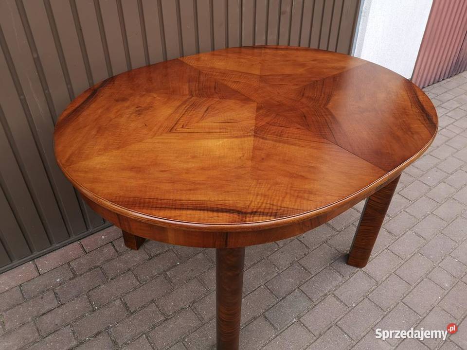 Stół ARTDECO Orzech Sygnowany Rozkładany Stary Swarzędz
