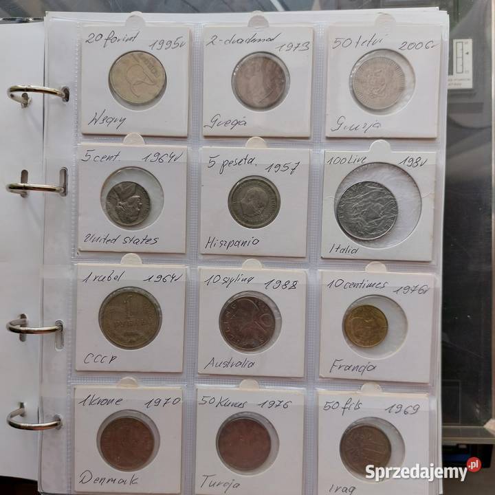 Monety dwa albumy również luzem Antyki, Sztuka, Kolekcje