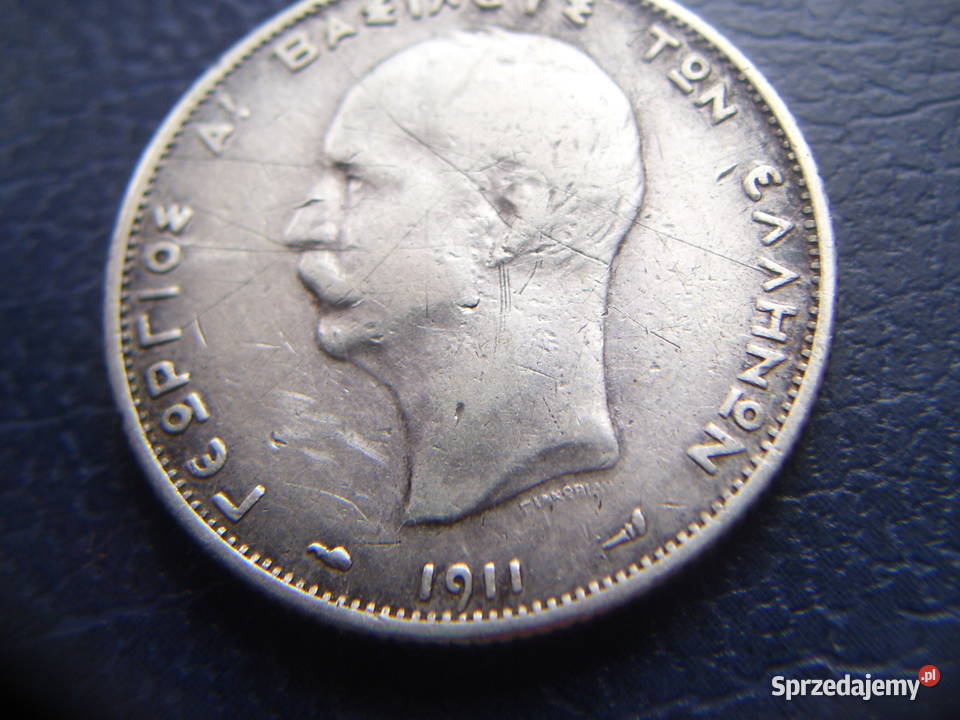 Stare monety 2 drachmy 1911 Grecja srebro Lesko