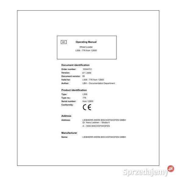Liebherr L506776 instrukcja obsługi wysyłka Pozostałe Kielce