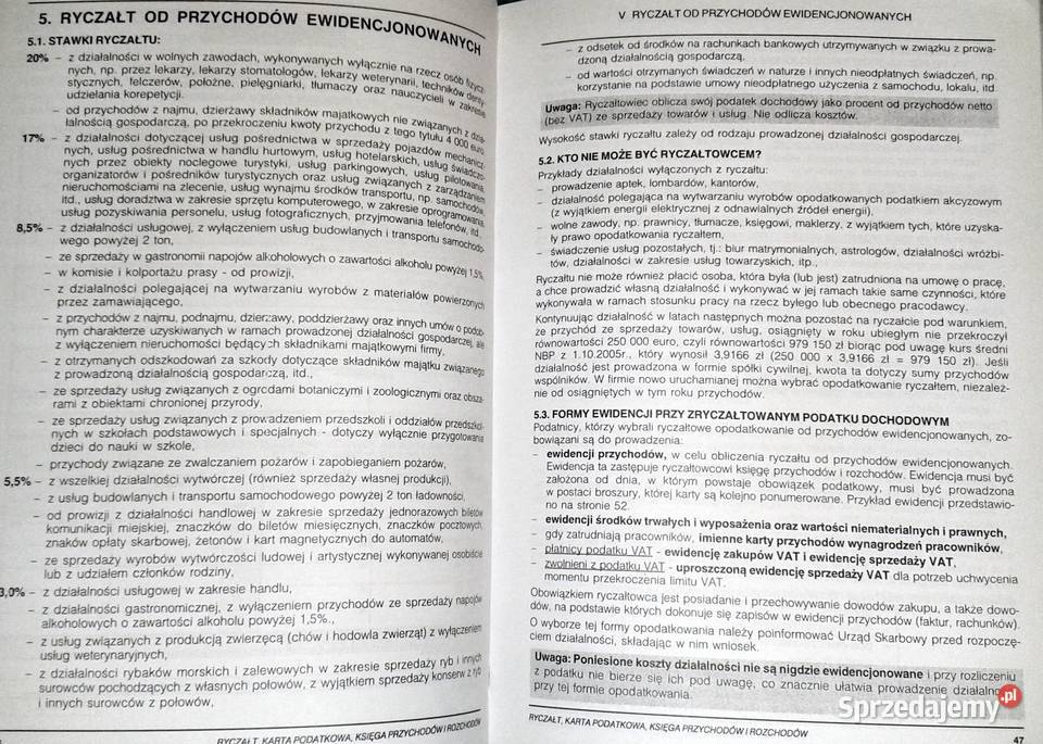 Ryczałt Karta podatkowa Podatkowa księga Bożena Chełm