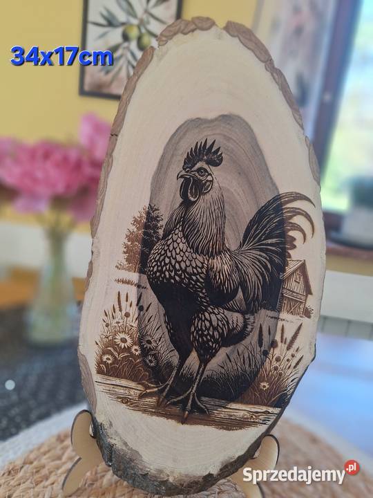 Obrazek wypalany w drewnie kogucik podkarpackie Strzyżów sprzedam