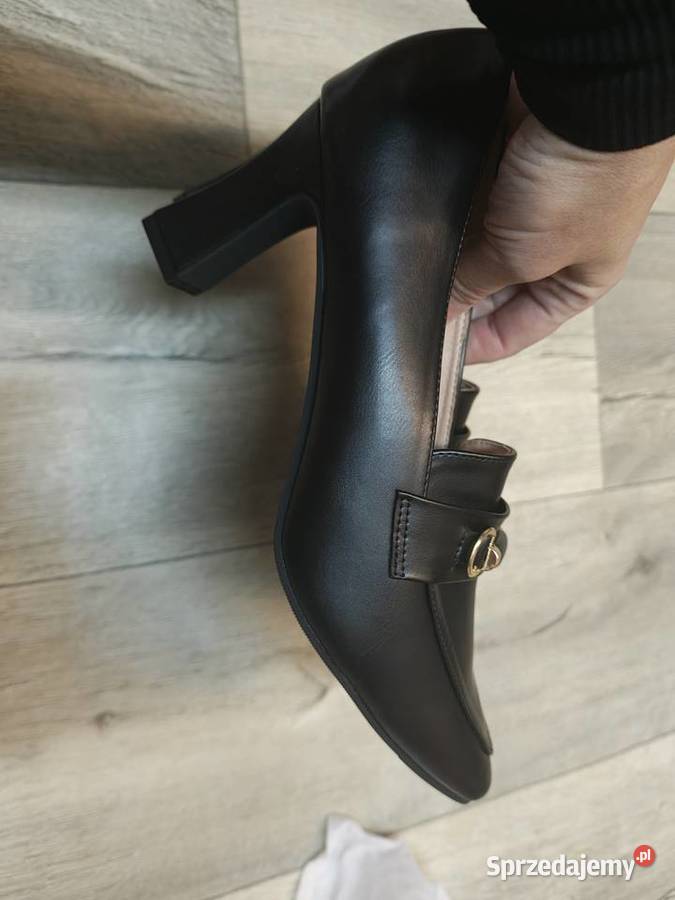 4243 Czarne Mega wygodne czółenka wieczorowe Kraków