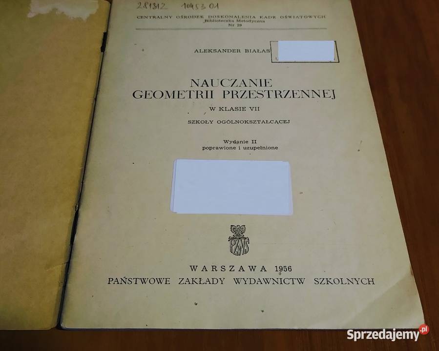 Nauczanie geometrii przestrzennej w klasie VII Rok wydania 1956 pomorskie Gdańsk sprzedam