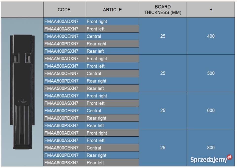 Słupek SC wypinany do burty 800mm tył lewy Przysieka Polska sprzedam