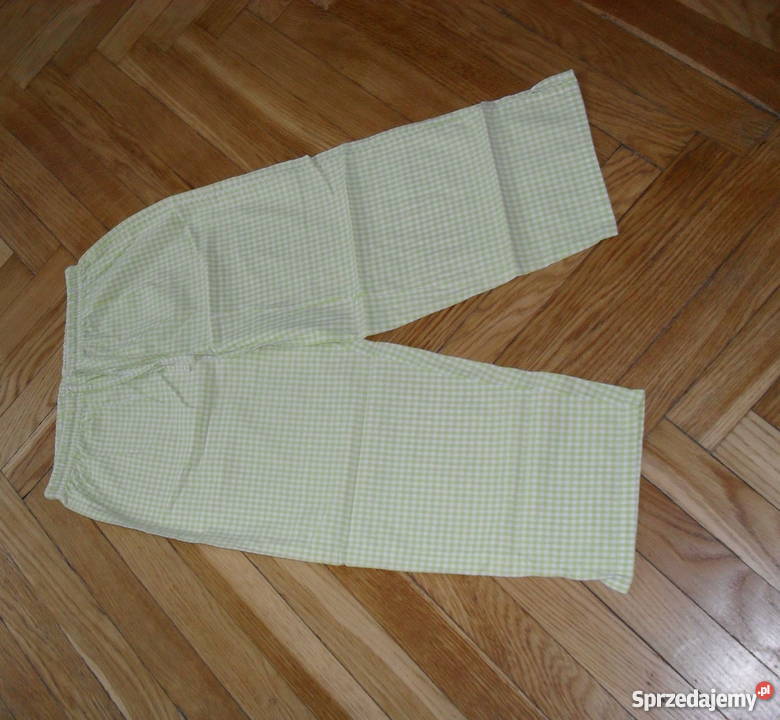 LETNIE SPODNIE RYBACZKI BIAŁE W LIMONKOWĄ KRATKĘ Rozmiar 44(XXL) łódzkie Łódź