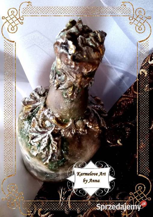 Butelka ozdobna na prezent rękodzieło decoupage mazowieckie Warszawa