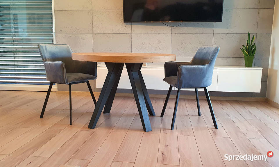 Nowoczesny stół dębowy okrągły rozkładany 2x50 Meble podkarpackie Krosno