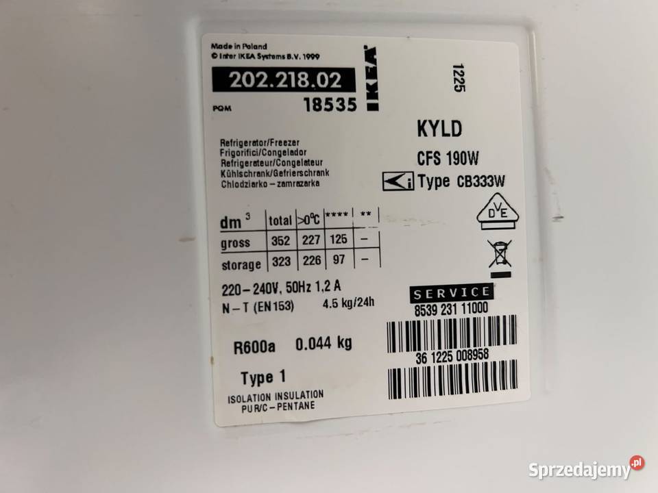 Lodówka IKEA 187 No Frost wytrzymała Transport Warszawa sprzedam