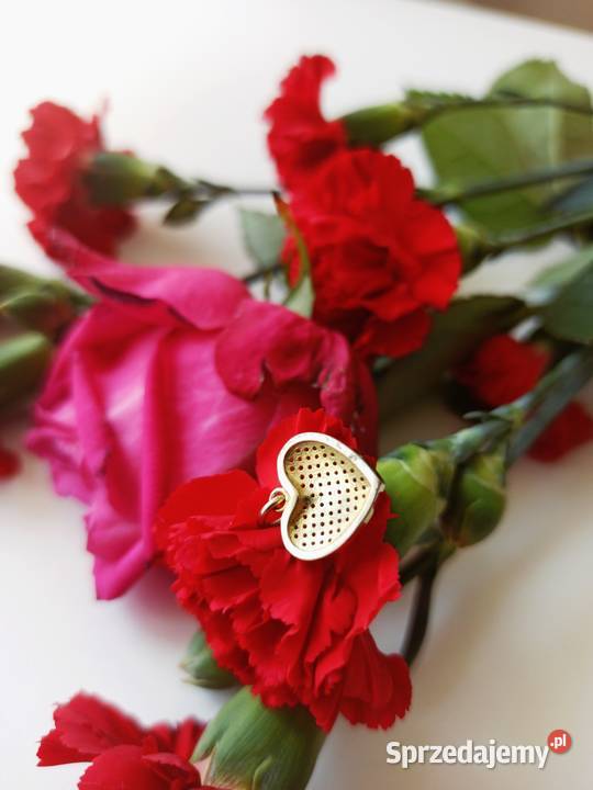 Zawieszka serce srebrna 925 pozłacana cyrkonie Warszawa