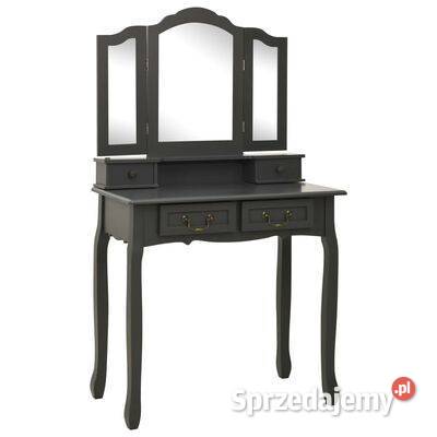 Toaletka ze stołkiem szara 80x69x141 drewno mazowieckie Warszawa