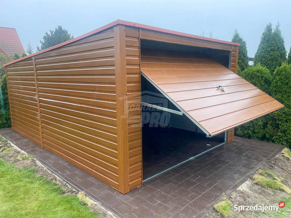 Garaż blaszany 35x6m brama drewnopodobny dach 21m2 Kalwaria Zebrzydowska