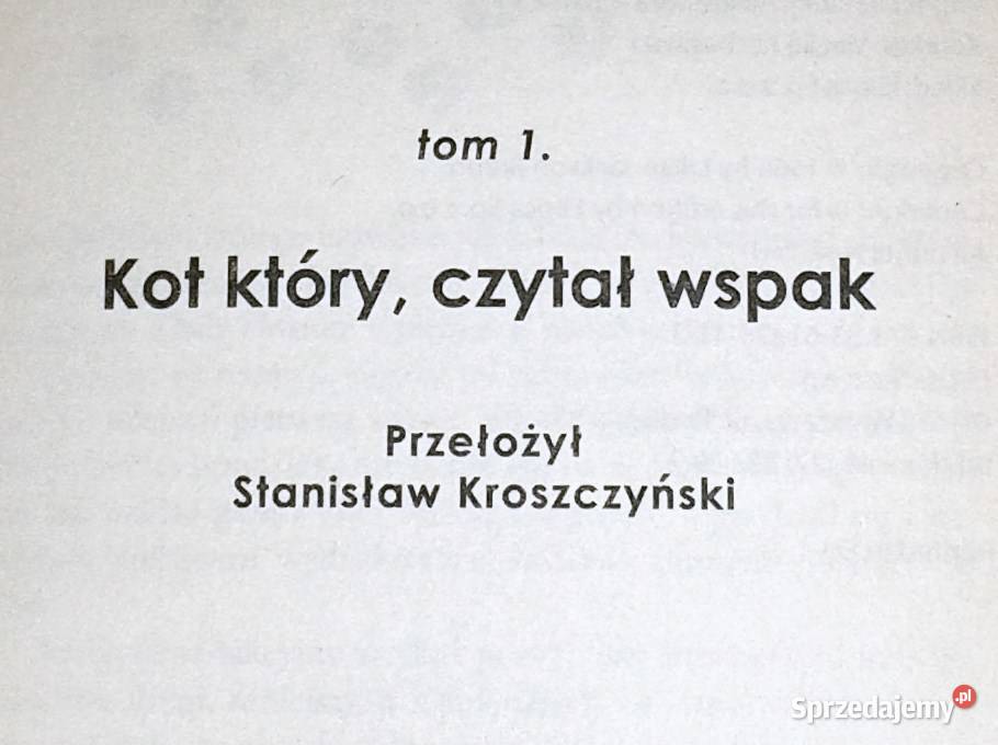 Kot który czytał wspak Tom 1 Lilian Jackson Chełm sprzedam