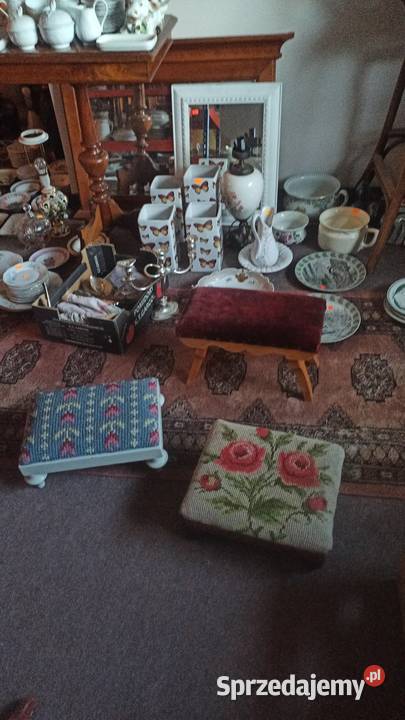 Podnóżek Na nóżkach Drewno białe niebieski pomorskie Gdańsk sprzedam