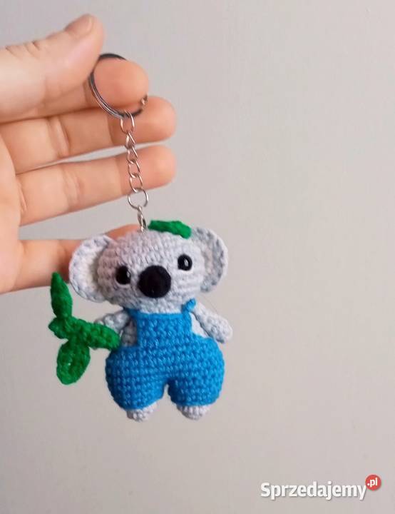 Miś koala wykonany na szydełku brelok zawieszka Łask