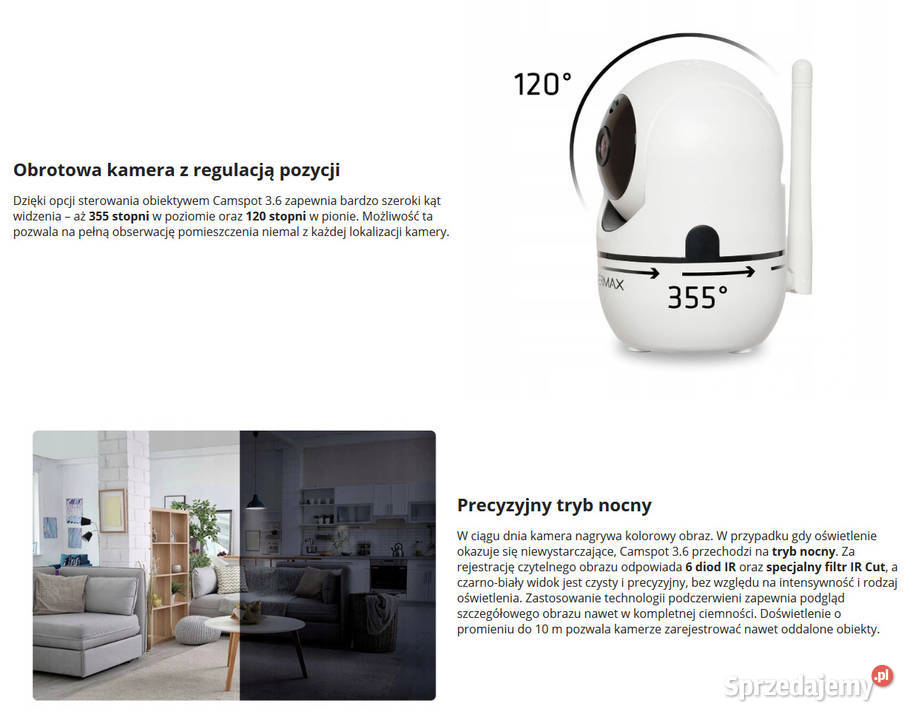 NIANIA ELEKTRONICZNA KAMERA WiFi OBROTOWA FullHD Dla Dziecka sprzedam