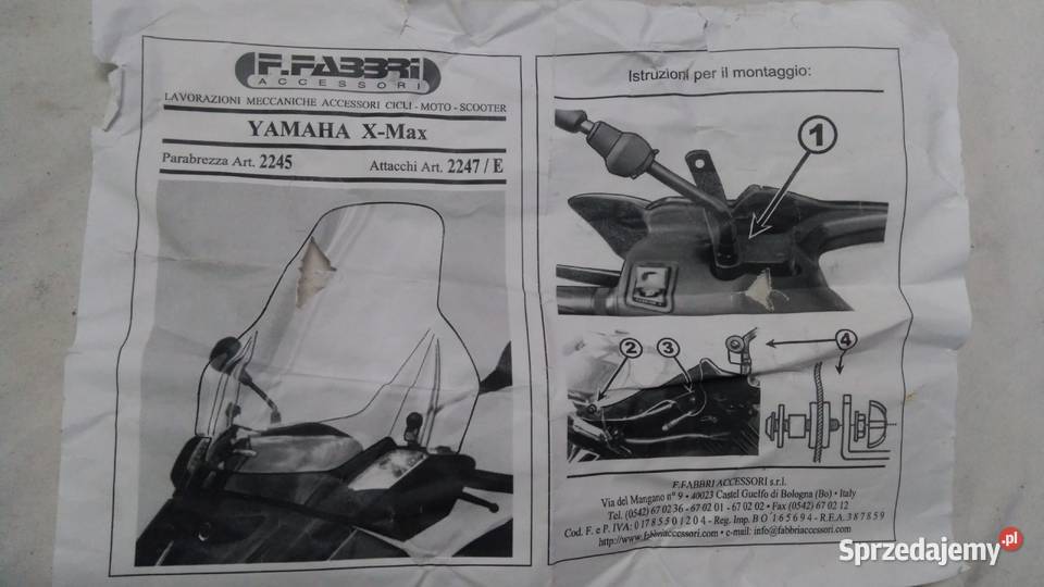 STELAŻ UCHWYT MOCOWANIE SZYBY FABBRI YAMAHA X Bielsk Podlaski
