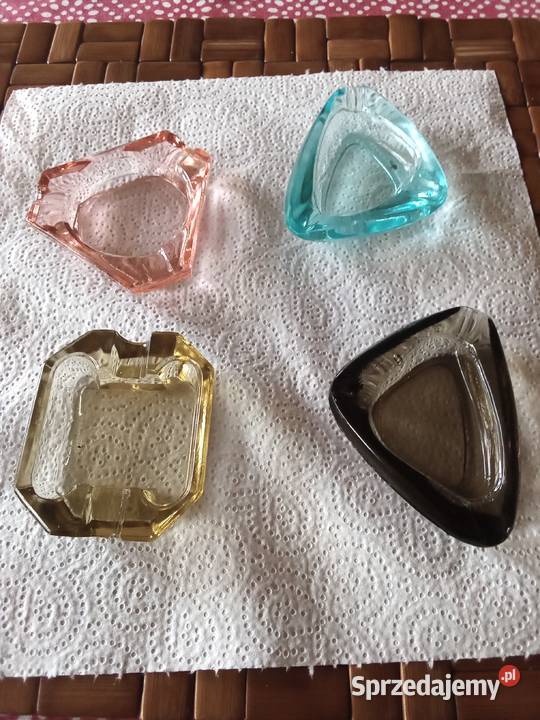 Prl popielniczki kolor szkło 4 art deco Łódź sprzedam