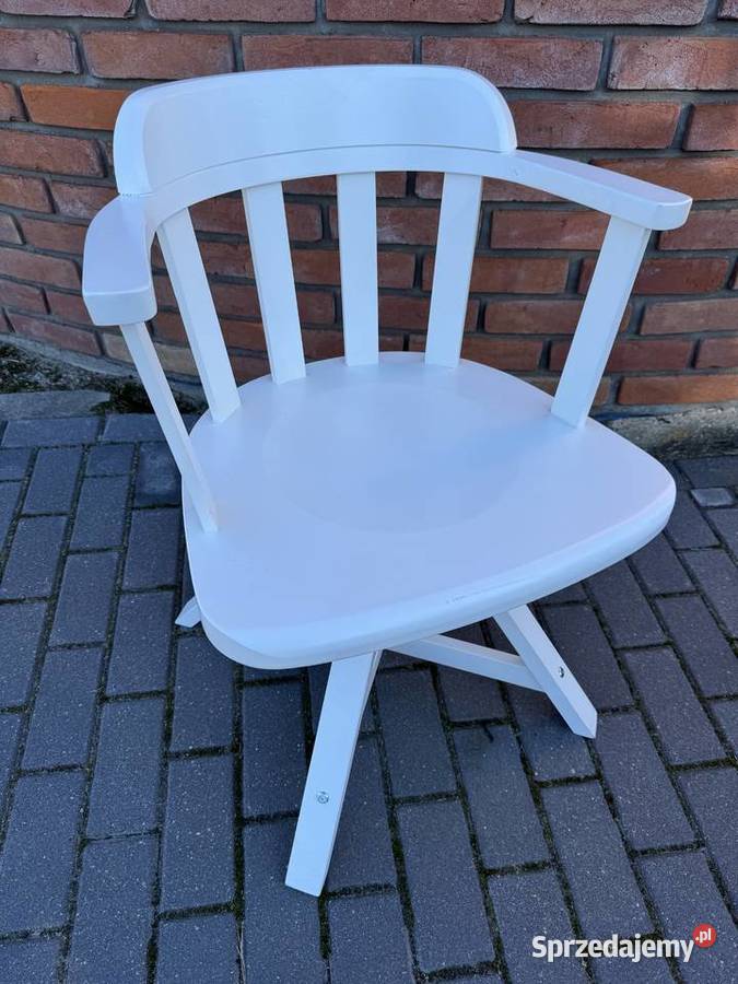 Krzesło drewniane białe do biurka Ikea fotel