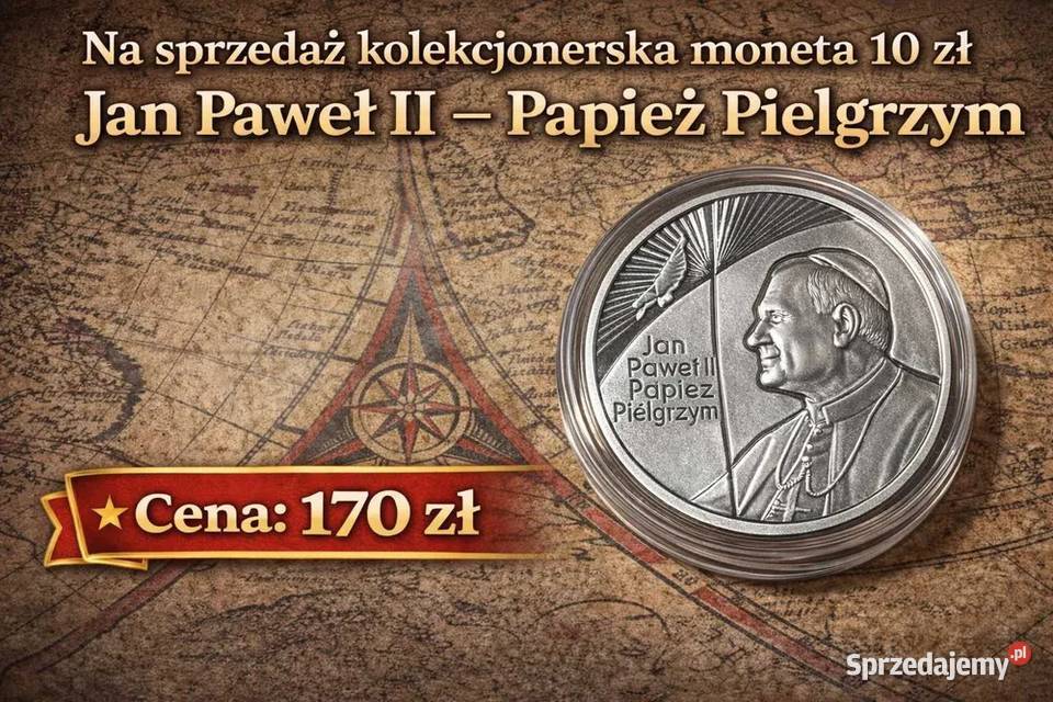 Srebrna moneta 10 Jan Paweł II Papież Pielgrzym Warszawa