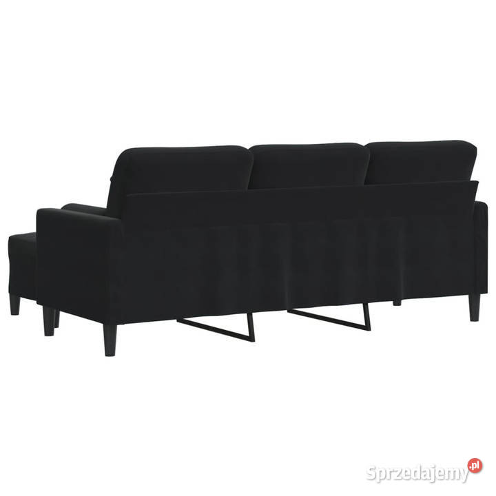 3osobowa sofa z podnóżkiem czarna 180 aksamit Sofy i kanapy Warszawa