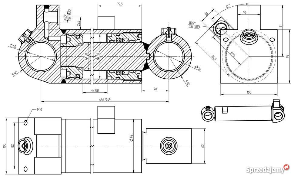 SIŁOWNIK HYDRAULICZNY CYLINDER SKOK 283 POZLIFT kujawsko-pomorskie Solec Kujawski