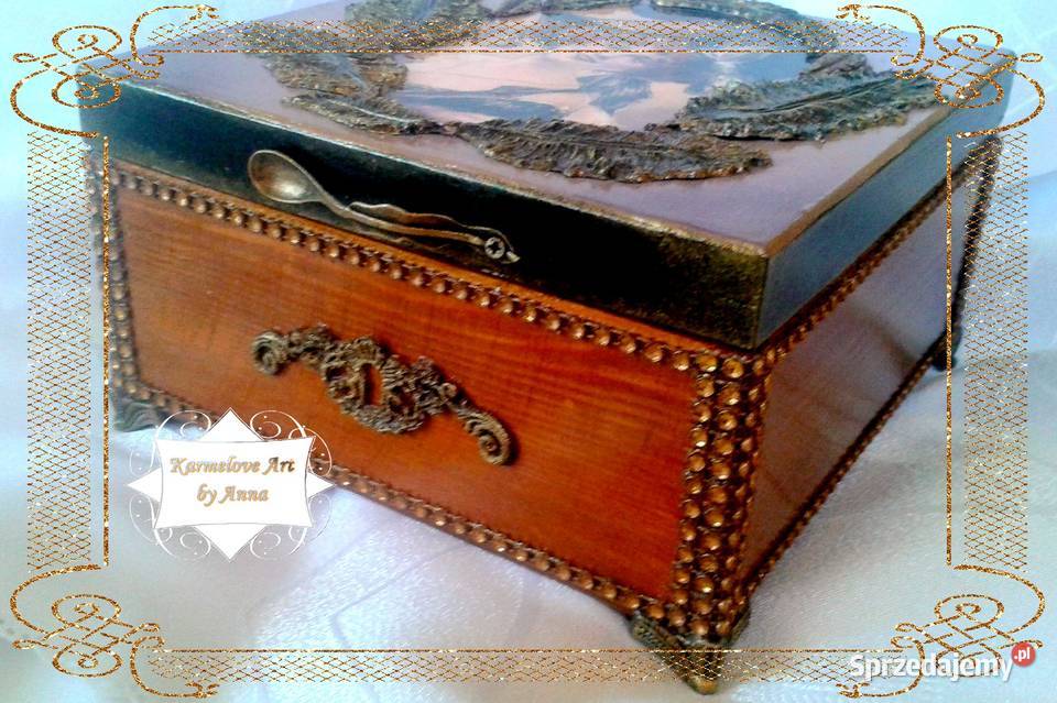 Herbaciarka szkatułka rękodzieło prezent Rękodzieło Warszawa