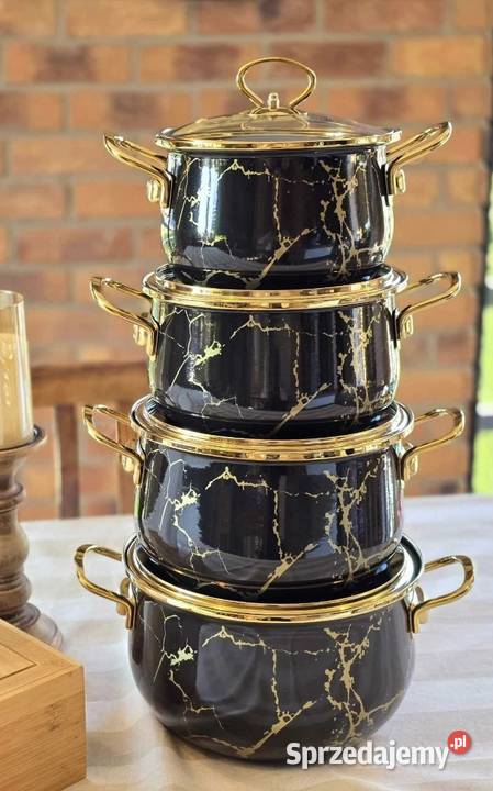 229 Garnki emalia czarny marmur MASTERPAN Zabrze