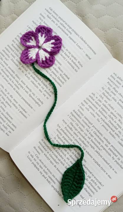 Kwiatek na szydełku zakładka do książki łódzkie Łask