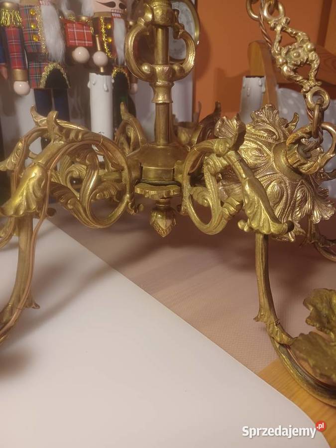 Piękny mosiężny żyrandol Lampa wisząca Poznań sprzedam